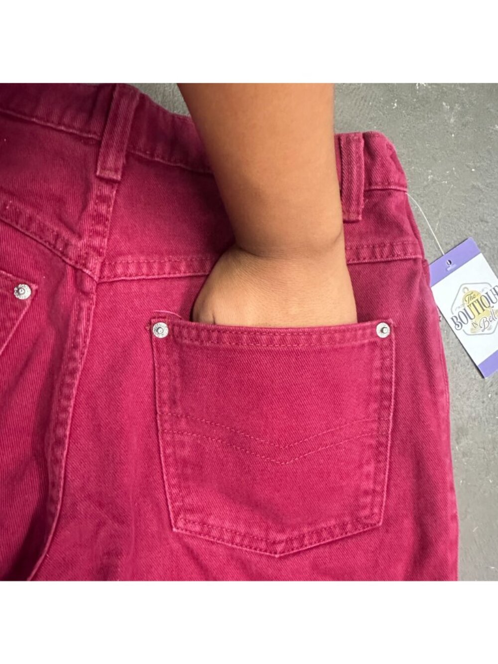 Vtg Sasson Fuchsia Burgundy Jeans 11/12 High Waist 80s Dopamine Maxamalist - Picture 14 of 16